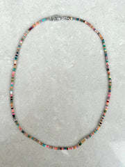 Seed Bead Necklace Short - Dark Multicolour