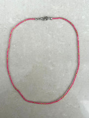 Seed Bead Necklace Short - Pink