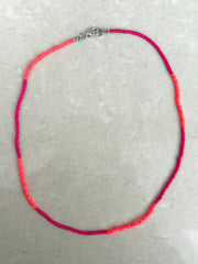 Seed Bead Necklace Short - Neon and Pink