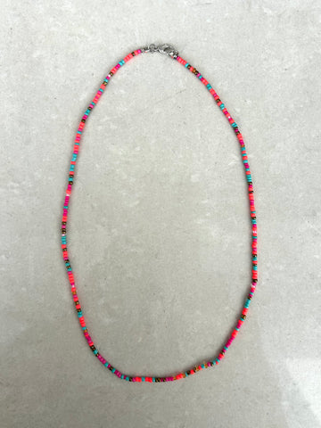 Seed Bead Necklace Long - Neon Multicolour