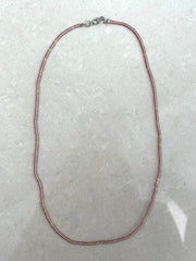 Seed Bead Necklace Long - Soft Pink