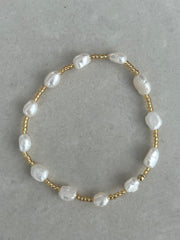 Fresh Water Pearl and Bead Bracelet - Gold