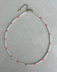 Fresh Water Pearl Necklace with Coral Beads