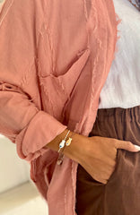 Shirt Dress Cotton Fringe - Musk Pink