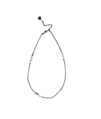 Bead and Pearl Necklace - Soft Pink