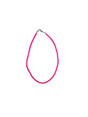 Rubber Bead Necklace - Hot Pink