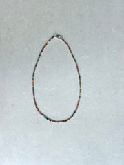 Seed Bead Necklace Short - Dark Multicolour