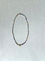 Seed Bead Necklace Short - Multicolour with Charm