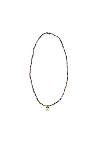 Seed Bead Necklace Short - Multicolour with Charm