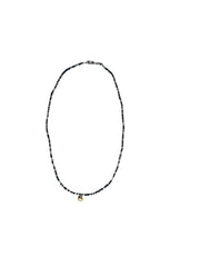 Seed Bead Necklace Short - Charcoal with Charm