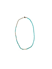 Seed Bead Necklace Short - Turquoise and Gold