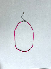 Seed Bead Necklace Short - Hot Pink