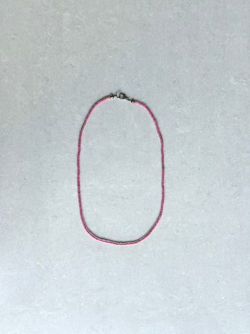 Seed Bead Necklace Short - Pink