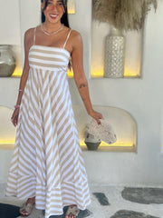 Polly Dress - Latte Stripe Seersucker