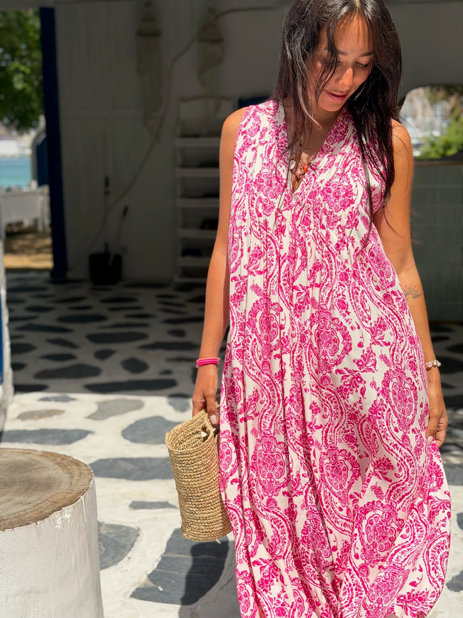 Bella Dress - Pink Chinoiserie