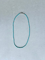 Seed Bead Necklace Long - Turquoise with Gold