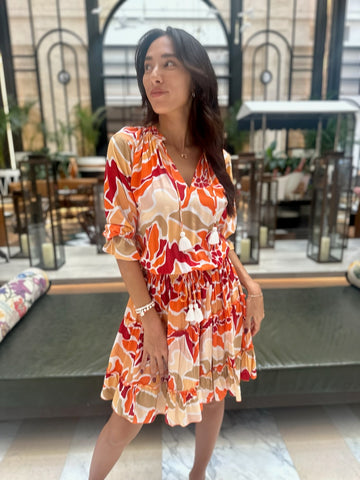 Gemma Dress - Orange Desert Flower