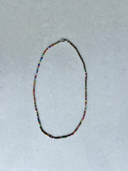 Seed Bead Necklace Long - Multicolour and Bronze