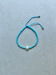 Crystal Beads and Pearl Bracelet - Blue