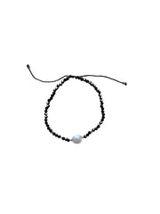 Crystal Beads and Pearl Bracelet - Black