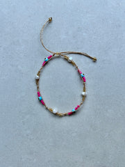 Evil Eye and Pearl Bracelet - Pink