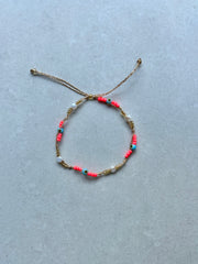 Evil Eye and Pearl Bracelet - Bright Orange