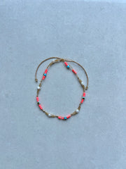 Evil Eye and Pearl Anklet - Bright Orange