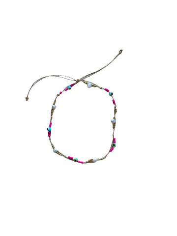 Evil Eye and Pearl Anklet - Pink