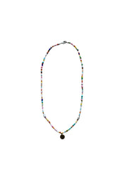 Seed Bead Necklace with Pearls and Charm - Multicolour