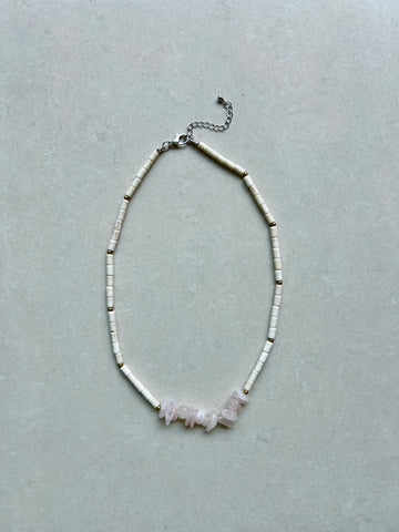 Shell and Stone Necklace - Pale Pink