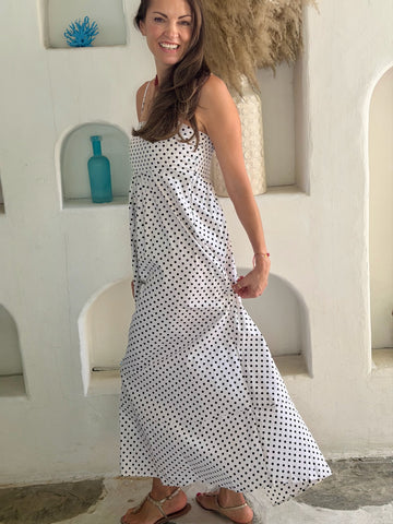Polly Dress - White Polka Dot
