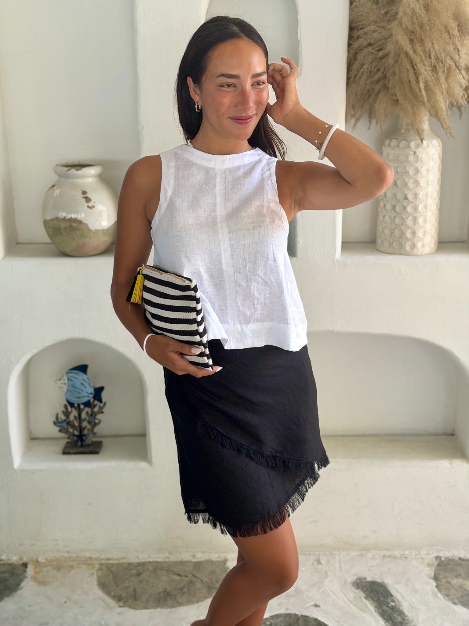 Shell Top Linen - White