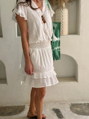 Izzy Dress Sheer Cotton Dot - White