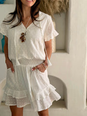 Izzy Dress Sheer Cotton Dot - White