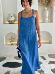 Flora Dress Long - Vintage Navy