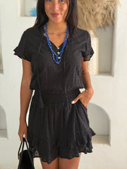 Izzy Dress Sheer Cotton Dot - Black