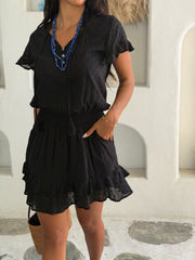 Izzy Dress Sheer Cotton Dot - Black