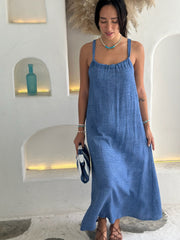 Flora Dress Long - Vintage Navy