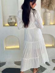 Marley Dress - White Textured Cotton