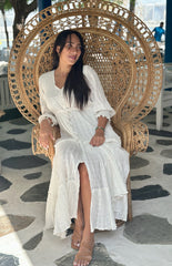 Marley Dress - White Textured Cotton