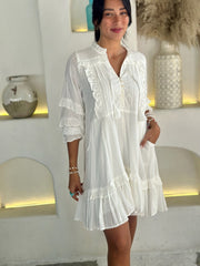 Gigi Dress - White Cotton Dot