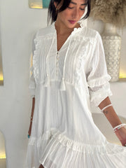 Gigi Dress - White Cotton Dot