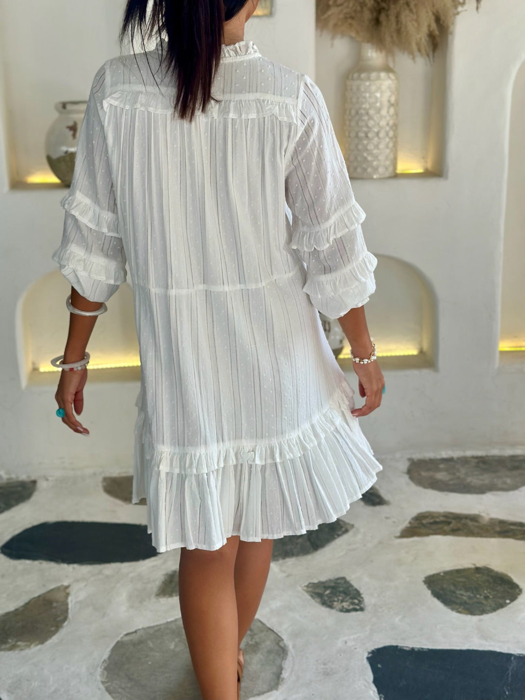 Gigi Dress - White Cotton Dot