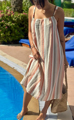 Flora Dress Cropped - Tuscan Stripe