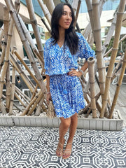 Gemma Dress - Blue Ikat