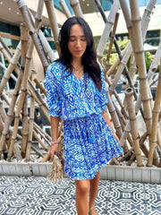 Gemma Dress - Blue Ikat