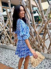 Gemma Dress - Blue Ikat