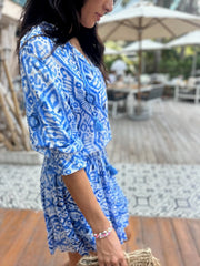 Gemma Dress - Blue Ikat