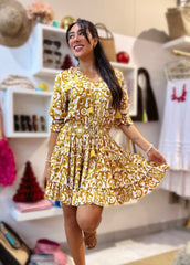 Gemma Dress - Gold Chinoiserie