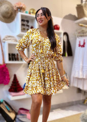 Gemma Dress - Gold Chinoiserie